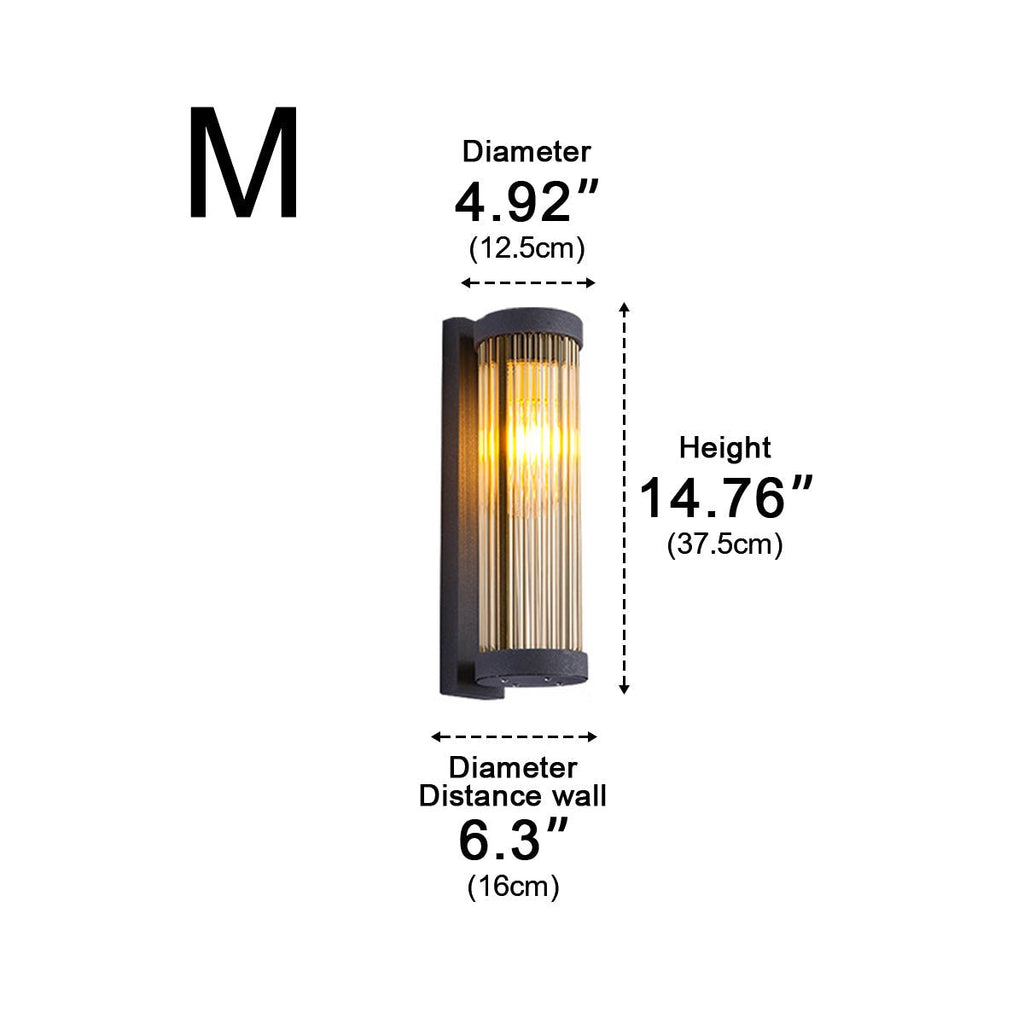 Modern Waterproof Cylinder Striped Glass Outdoor LED Porch Wall Lights
