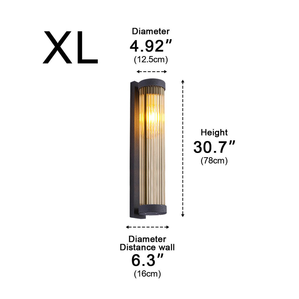 Modern Waterproof Cylinder Striped Glass Outdoor LED Porch Wall Lights